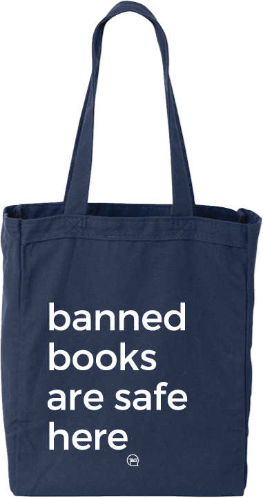 Banned Books Are Safe Here- Navy Tote bag